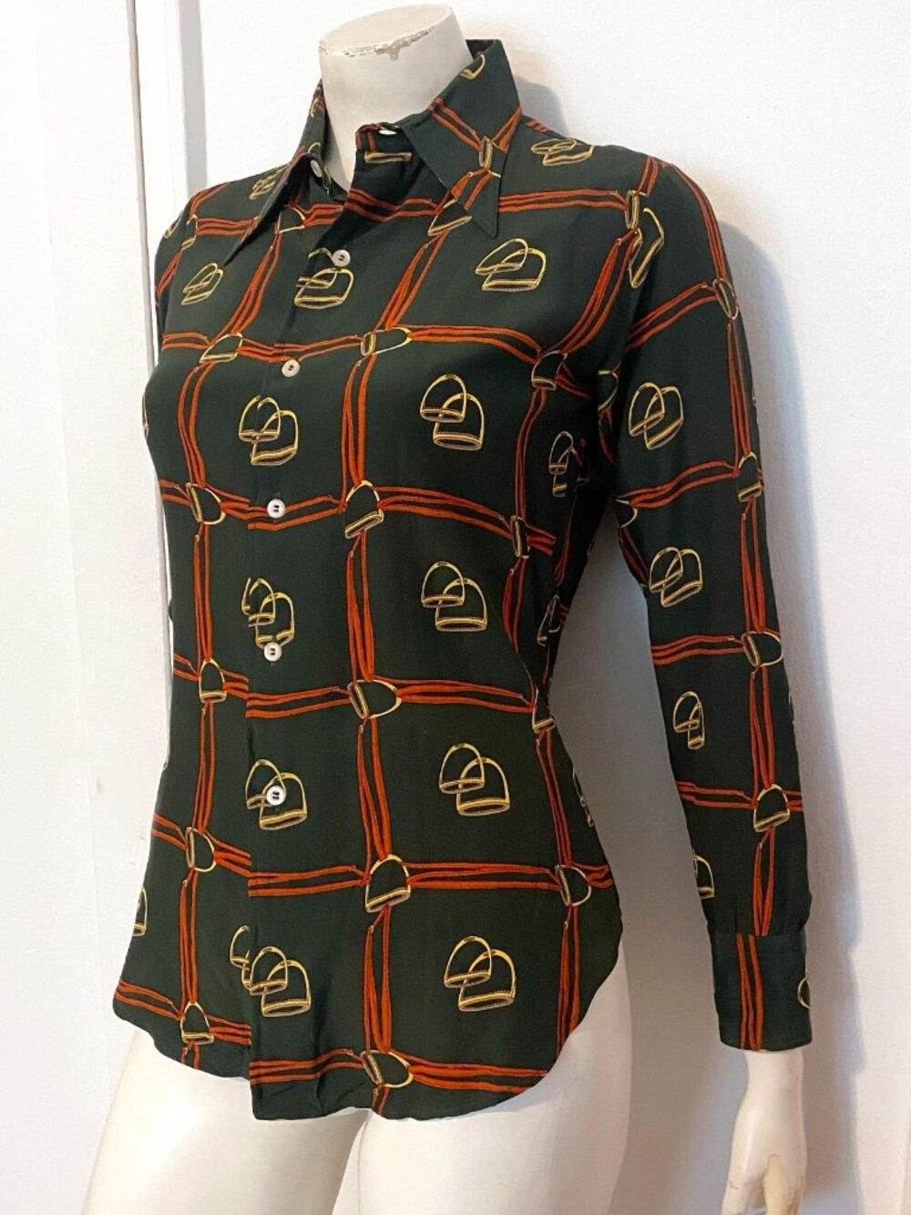 Vintage JAEGER 1960s 70s Psychedelic Mod Hippie Blouse Size S M
